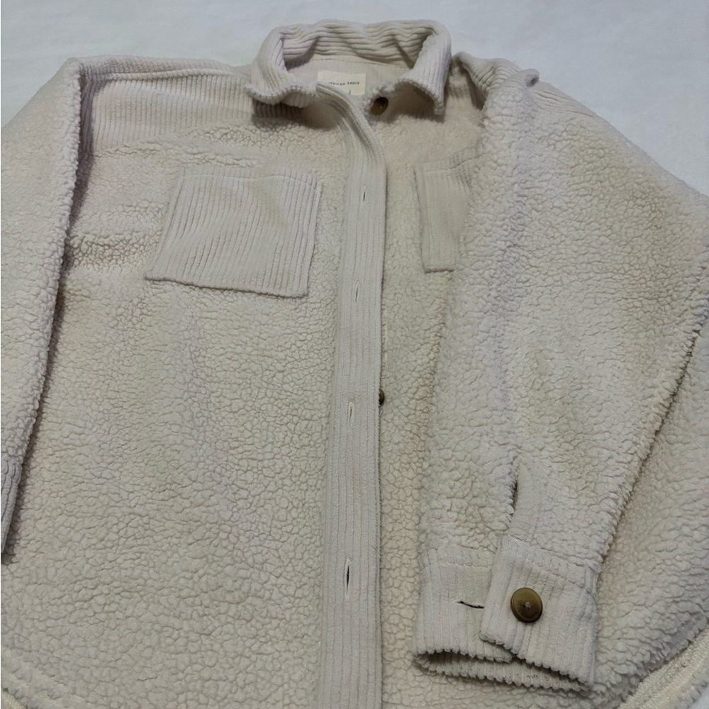 American Eagle Outfitters Cream Sherpa Jacket - Picture 2 of 3